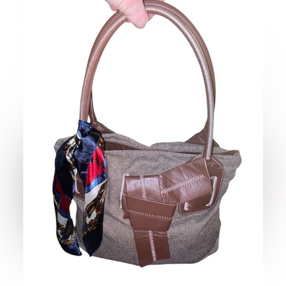 Tommy Hilfiger Handbags - TOMMY HILFIGER GUC VINTAGE 2001 TWEED TOTE BAG, BROWN